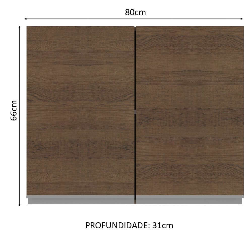 Armário Aéreo Madesa Glamy 80 cm 2 Portas Rustic