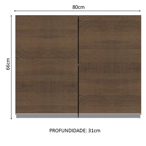 Armário Aéreo Madesa Glamy 80 cm 2 Portas Rustic