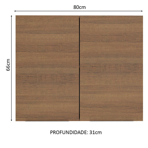 Armário Aéreo Madesa Stella 80 cm 2 Portas Rustic