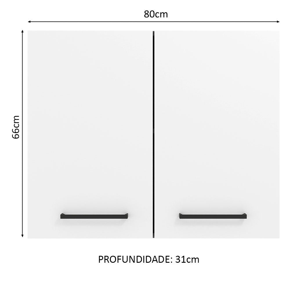 Armário Aéreo Madesa Agata 80 cm 2 Portas Rustic/Branco