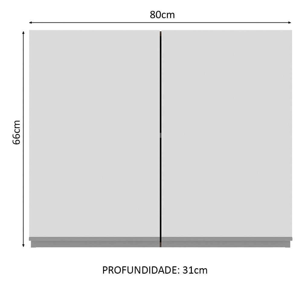 Armário Aéreo Madesa Glamy 80 cm 2 Portas Rustic/Branco