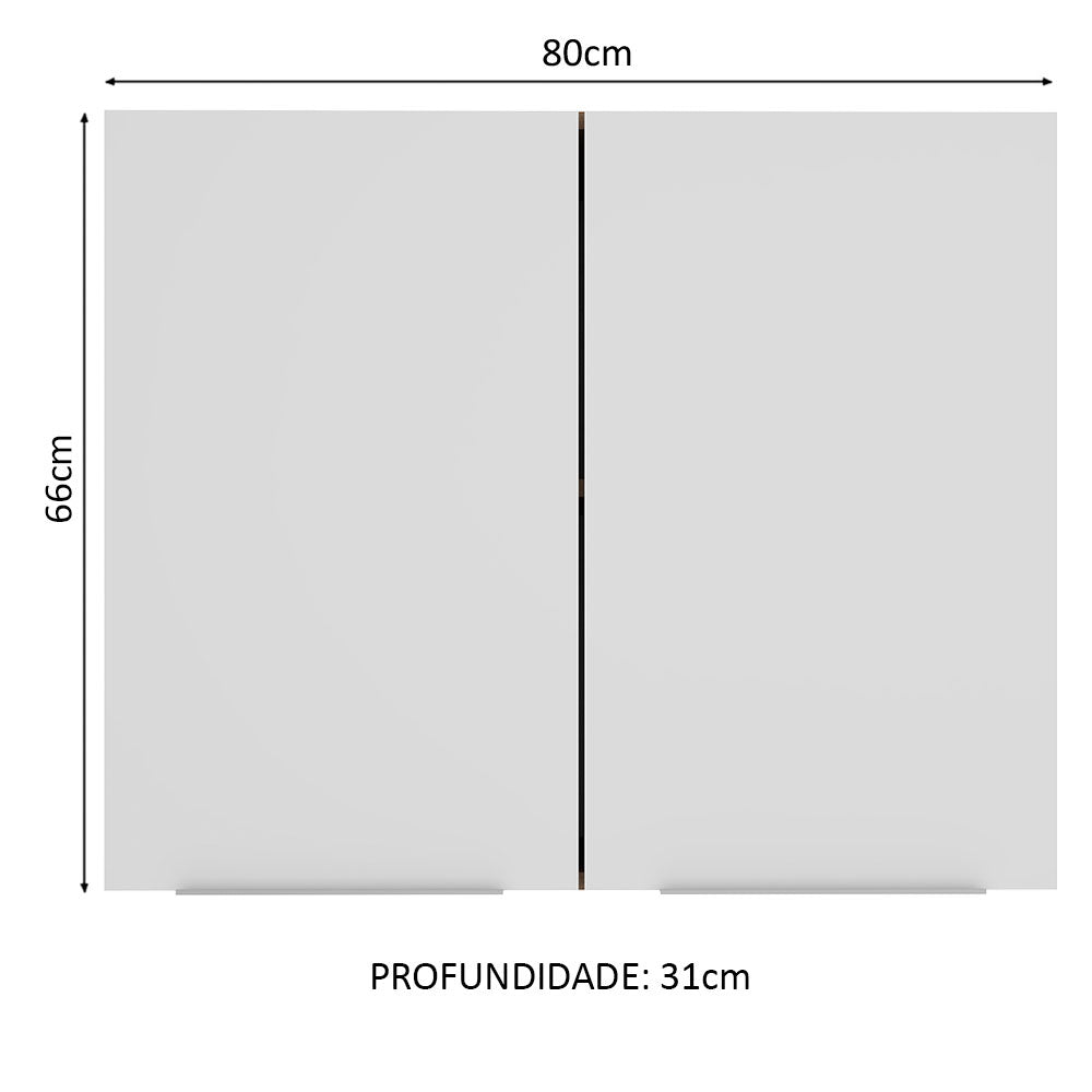 Armário Aéreo Madesa Stella 80 cm 2 Portas Rustic/Branco