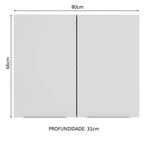 Armário Aéreo Madesa Stella 80 cm 2 Portas Rustic/Branco