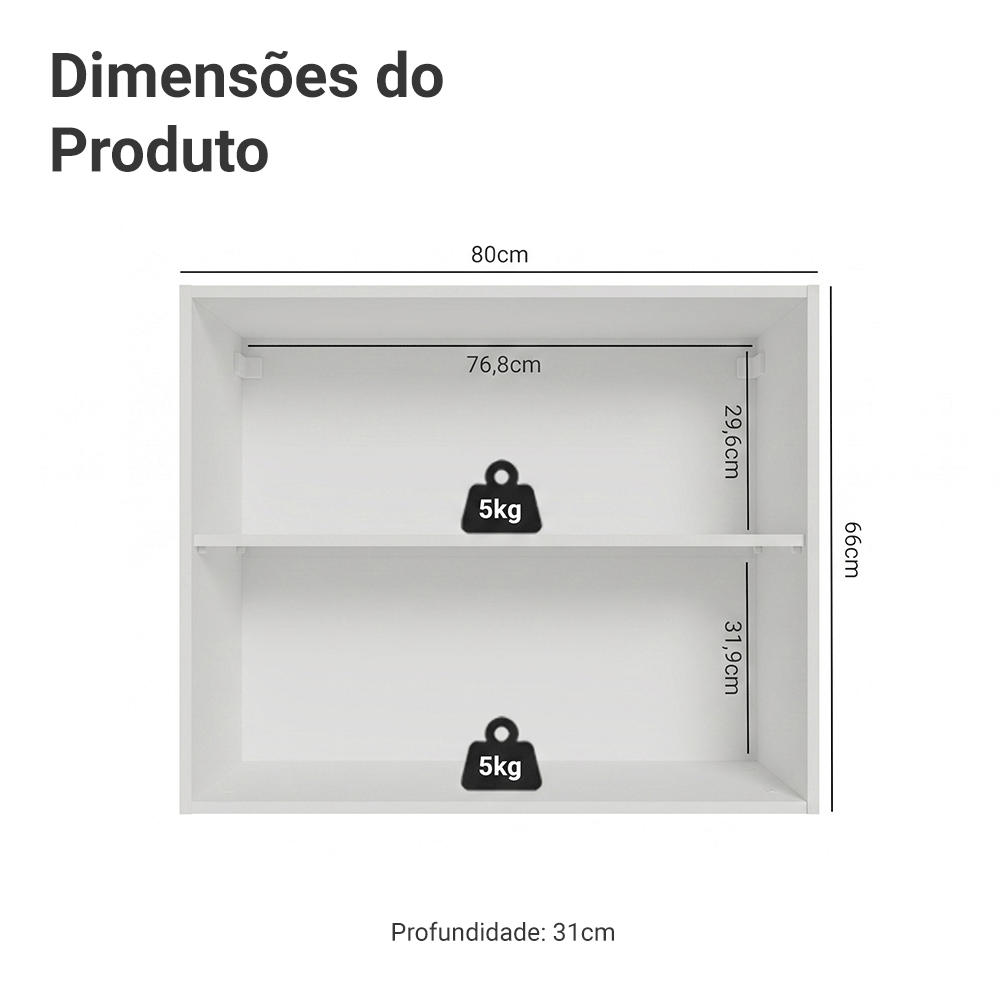 Armário Aéreo de Cozinha 2 Portas 80 cm Branco/Preto Vidro Reflecta Bronze Vinil Madesa