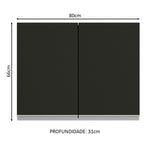 Armário Aéreo Madesa Glamy 80 cm 2 Portas Rustic/Preto