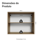 Armário Aéreo Madesa Lux 80 cm 2 Portas Rustic/Preto