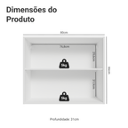Armário Aéreo Madesa Lux 80 cm 2 Portas Branco/Cinza