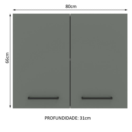 Armário Aéreo Madesa Agata 80 cm 2 Portas Branco/Cinza