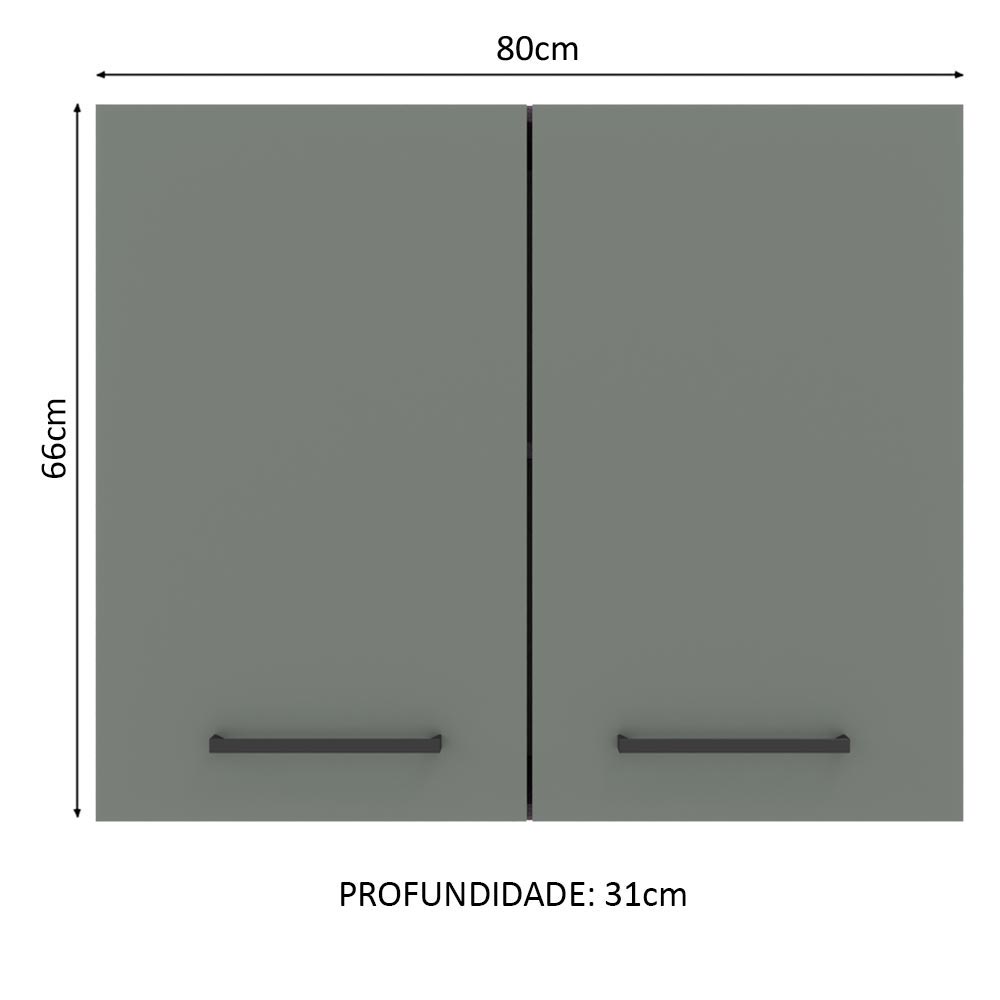 Armário Aéreo Madesa Agata 80 cm 2 Portas Rustic/Cinza