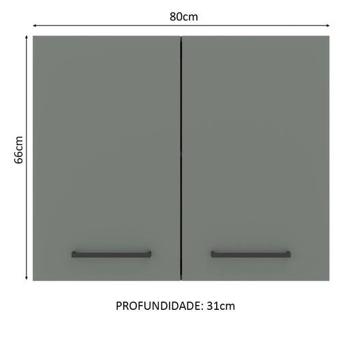 Armário Aéreo Madesa Agata 80 cm 2 Portas Rustic/Cinza