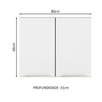 Armário Aéreo Madesa Lux 80 cm 2 Portas Rustic/Branco Veludo
