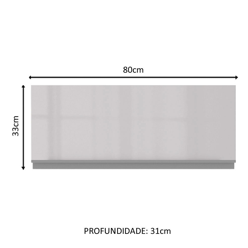 Armário Aéreo Madesa Acordes 100% MDF 80 cm 1 Porta Basculante Branco Brilho