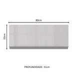 Armário Aéreo Madesa Acordes 100% MDF 80 cm 1 Porta Basculante Branco Brilho