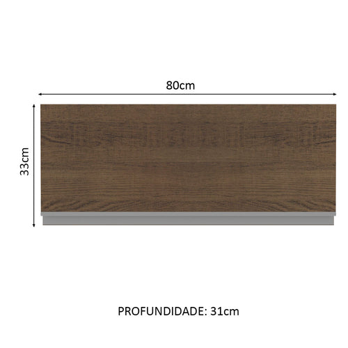Armário Aéreo Madesa Glamy 80 cm 1 Porta Basculante Rustic