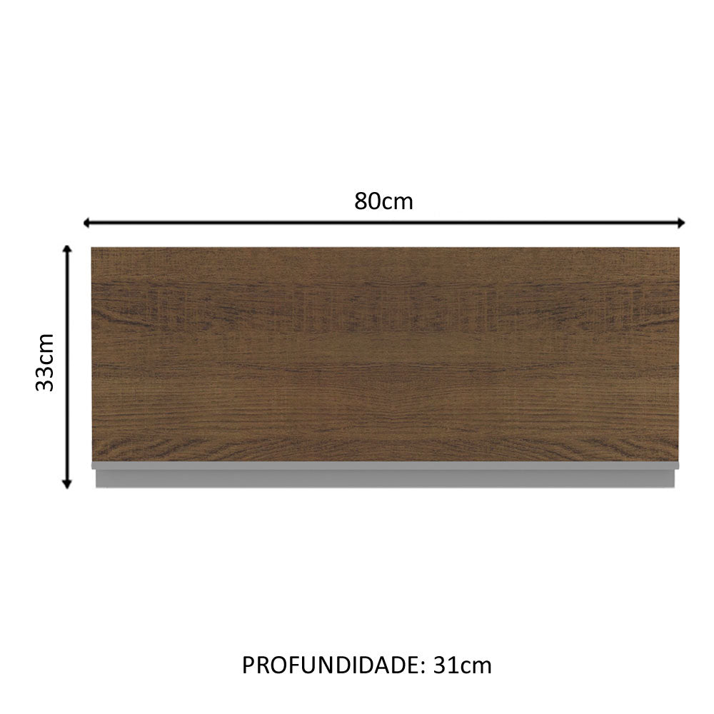 Armário Aéreo Madesa Acordes 100% MDF 80 cm 1 Porta Basculante Branco/Rustic