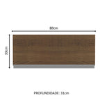 Armário Aéreo Madesa Acordes 100% MDF 80 cm 1 Porta Basculante Branco/Rustic