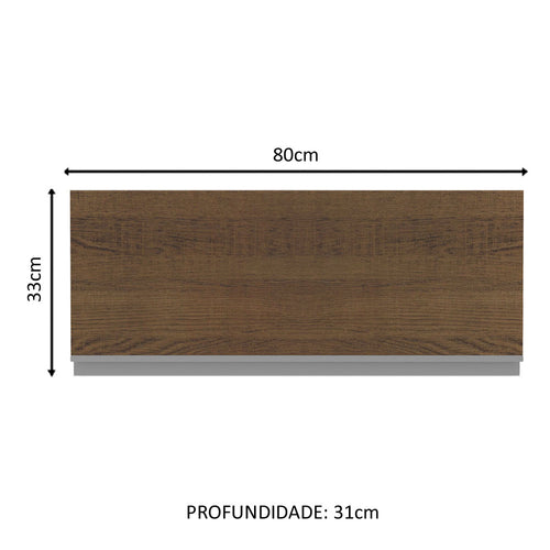 Armário Aéreo Madesa Acordes 100% MDF 80 cm 1 Porta Basculante Branco/Rustic
