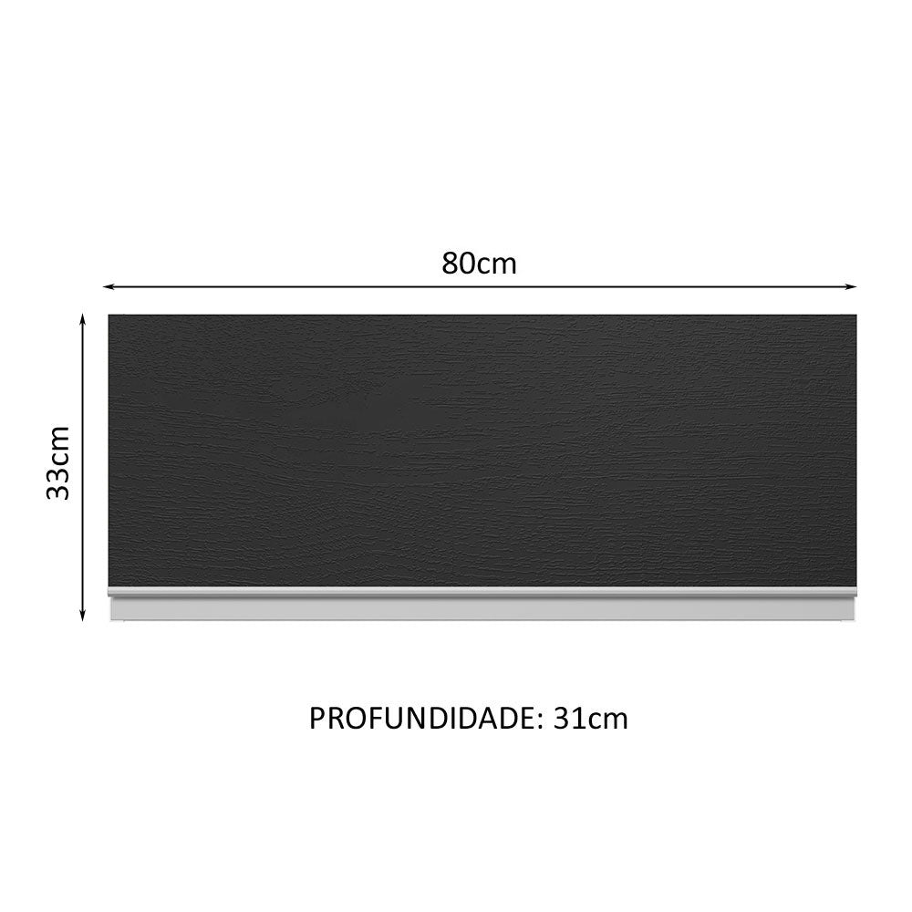 Armário Aéreo 100% MDF 80 cm 1 Porta Basculante Branco/Preto Acordes Madesa