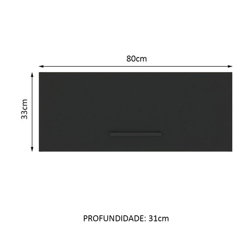 Armário Aéreo Madesa Agata 80 cm 1 Porta Basculante Branco/Preto