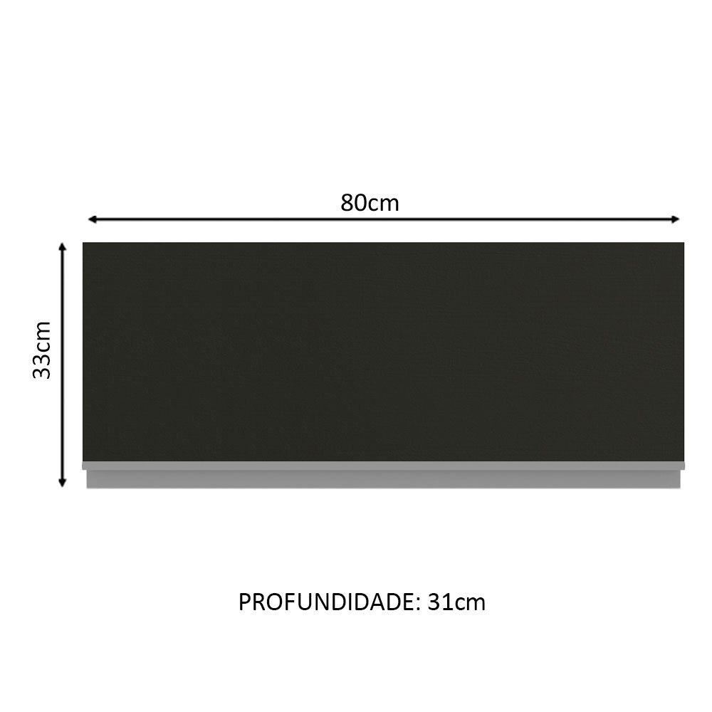 Armário Aéreo Madesa Glamy 80 cm 1 Porta Basculante Branco/Preto
