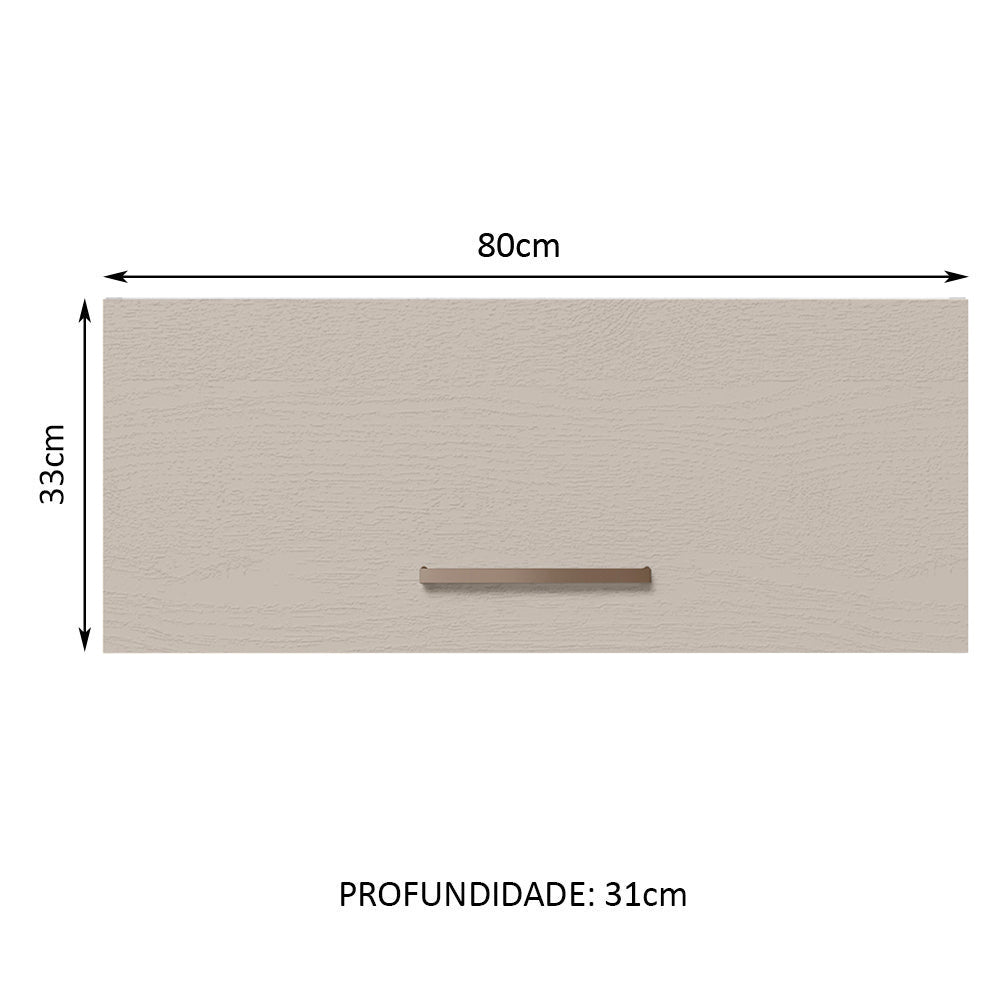 Armário Aéreo 80 cm 1 Porta Basculante Rustic/Crema Agata Madesa