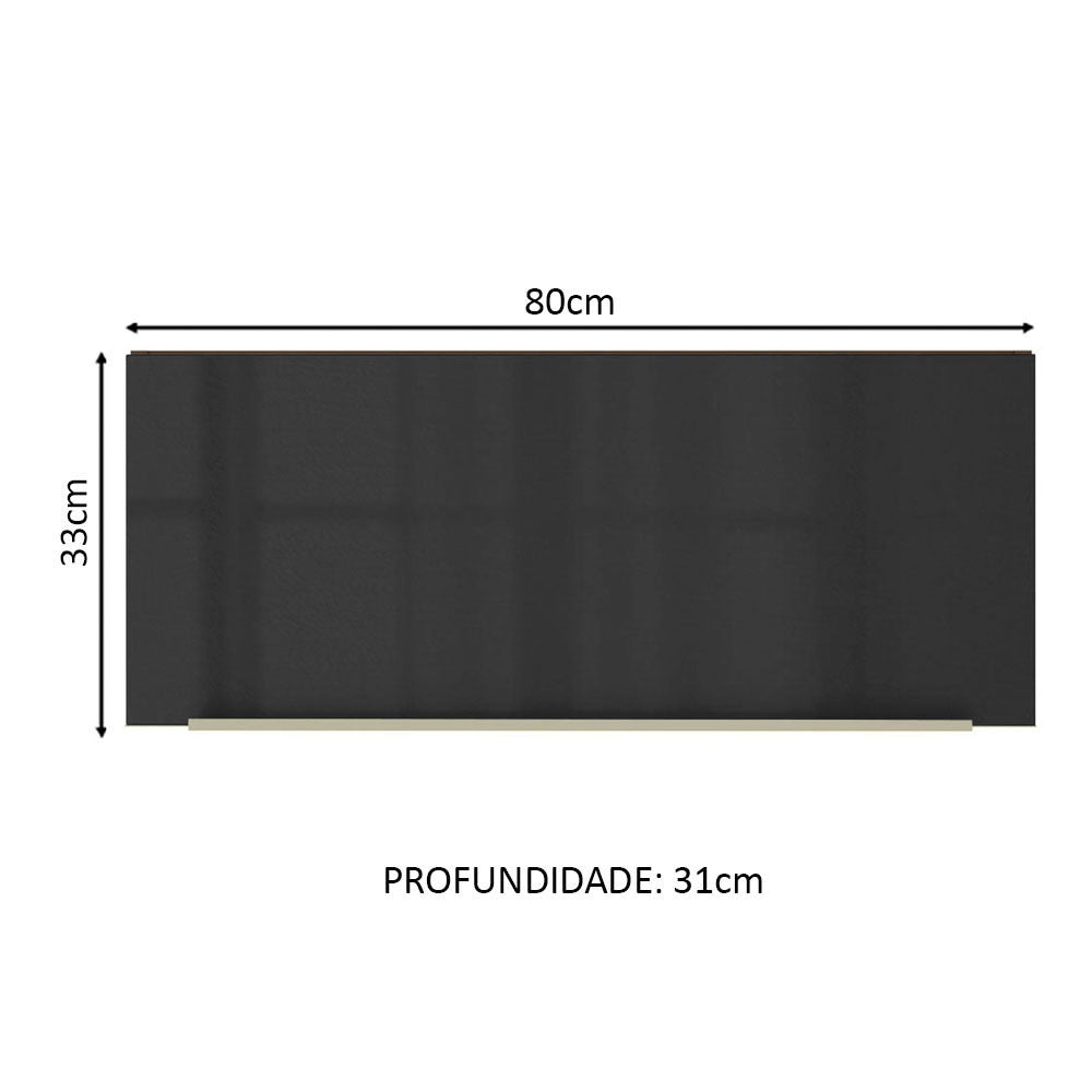 Armário Aéreo Madesa Lux 80 cm 1 Porta Basculante Rustic/Preto