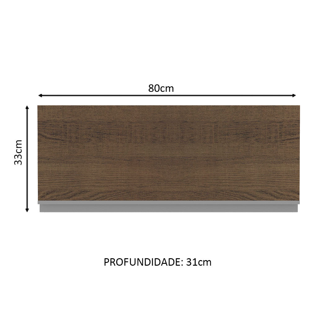 Armário Aéreo Madesa Glamy 80 cm 1 Porta Basculante Branco/Rustic