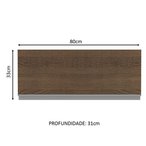 Armário Aéreo Madesa Glamy 80 cm 1 Porta Basculante Branco/Rustic