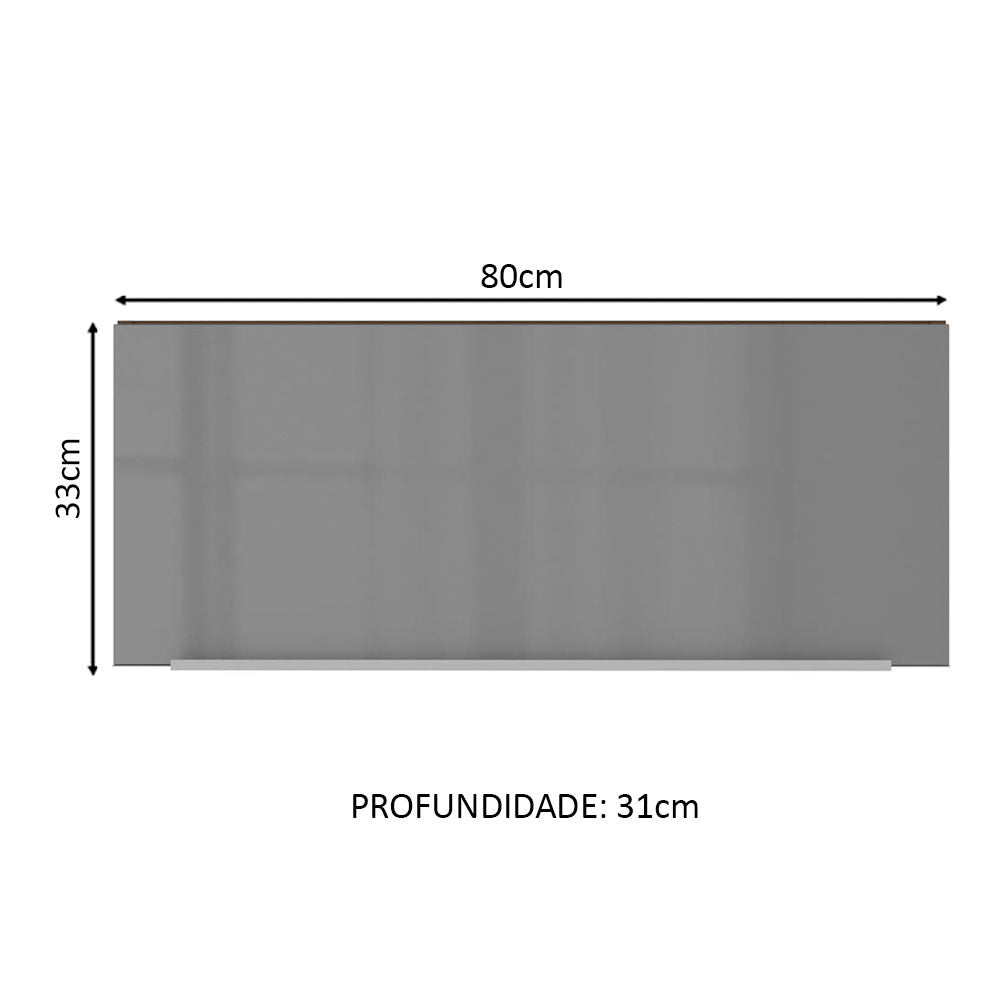 Armário Aéreo Madesa Lux 80 cm 1 Porta Basculante Rustic/Cinza