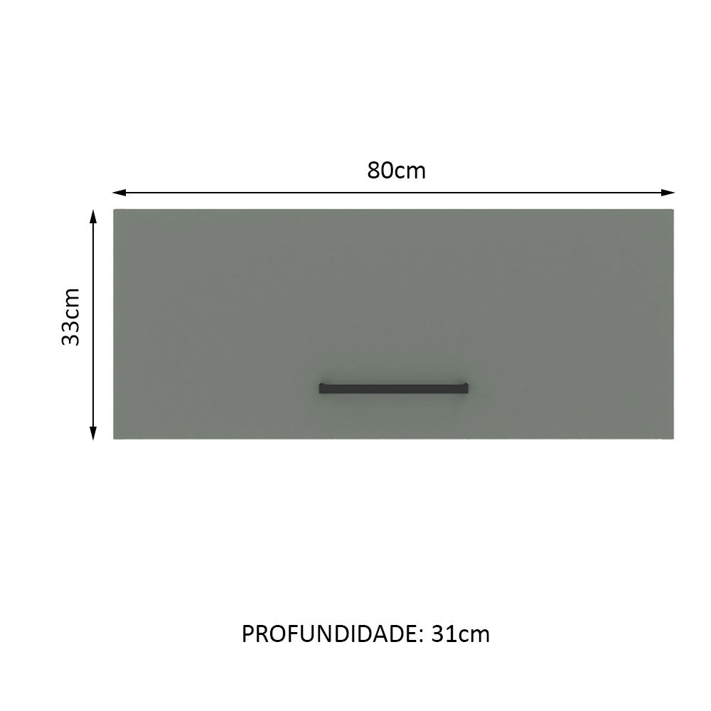 Armário Aéreo Madesa Agata 80 cm 1 Porta Basculante Branco/Cinza