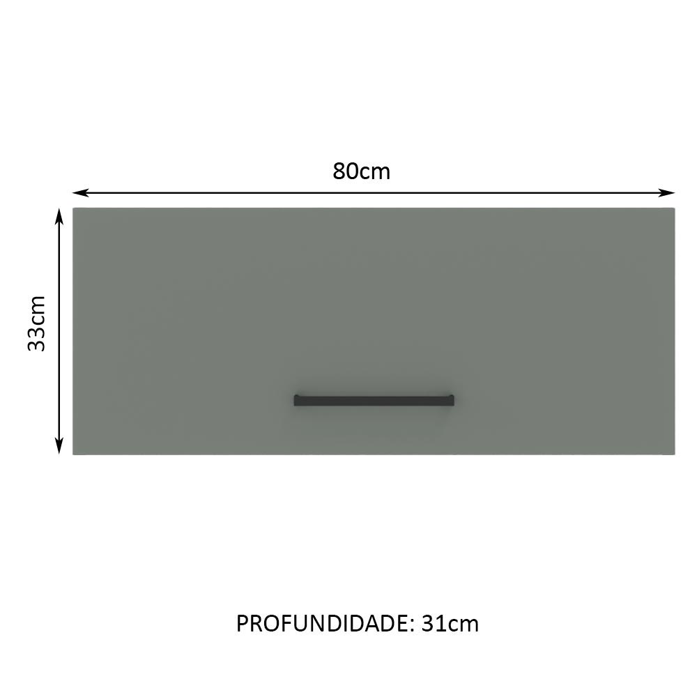Armário Aéreo Madesa Agata 80 cm 1 Porta Basculante Rustic/Cinza