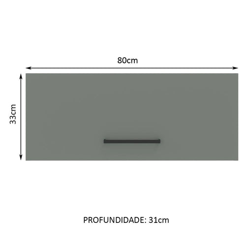 Armário Aéreo Madesa Agata 80 cm 1 Porta Basculante Rustic/Cinza