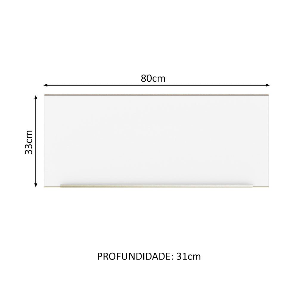 Armário Aéreo Madesa Lux 80 cm 1 Porta Basculante Rustic/Branco Veludo