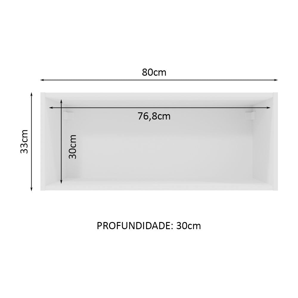 Armário Aéreo 80 cm Nicho Aberto para Cozinhas Lux, Glamy, Agata, Stella Branco Madesa