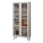Cristaleira 70 cm 2 Portas de Vidro com Pés Cônicos Branco Madesa