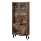 Cristaleira 70 cm 2 Portas de Vidro com Pés Cônicos Rustic/Marrom Madesa