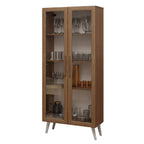 Cristaleira 70 cm 2 Portas de Vidro com Pés Cônicos Rustic/Branco Madesa