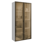Cristaleira Suspensa 70 cm 2 Portas Branco/Preto Vidro Reflecta Bronze Vinil Madesa