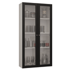Cristaleira Suspensa 70 cm 2 Portas de Vidro Branco/Preto Vik Madesa
