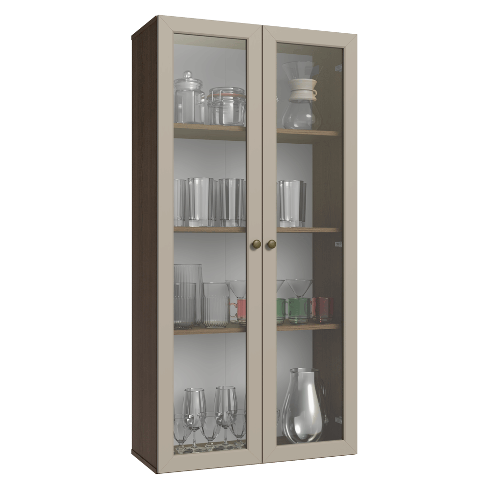 Cristaleira Suspensa 70 cm 2 Portas de Vidro Rustic/Crema Vik Madesa