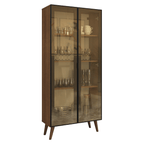 Cristaleira 70 cm 2 Portas de Vidro Reflecta Bronze com Pés Cônicos Rustic/Preto/Marrom Vinil Madesa