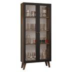 Cristaleira 70 cm 2 Portas de Vidro com Pés Trapézio Rustic/Preto/Rustic Vik Madesa