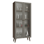 Cristaleira 70 cm 2 Portas de Vidro com Pés Cônicos Rustic/Cinza/Rustic Vik Madesa
