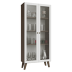 Cristaleira 70 cm 2 Portas de Vidro com Pés Trapézio Rustic/Branco/Rustic Vik Madesa