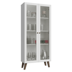 Cristaleira 70 cm 2 Portas de Vidro com Pés Trapézio Branco/Rustic Vik Madesa