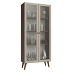 Cristaleira 70 cm 2 Portas de Vidro com Pés Cônicos Rustic/Crema/Rustic Vik Madesa