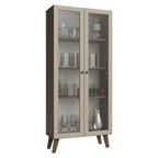 Cristaleira 70 cm 2 Portas de Vidro com Pés Trapézio Rustic/Crema/Rustic Vik Madesa