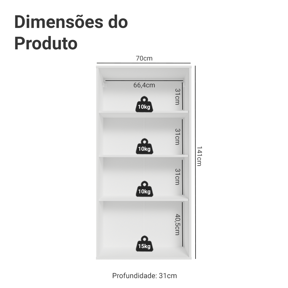 Módulo Cristaleira 70 cm 2 Portas de Vidro Branco/Verde Vik Madesa