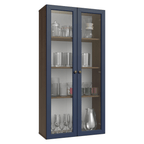 Cristaleira Suspensa 70 cm 2 Portas de Vidro Rustic/Azul Vik Madesa