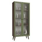 Cristaleira 70 cm 2 Portas de Vidro com Pés Cônicos Rustic/Verde/Rustic Vik Madesa